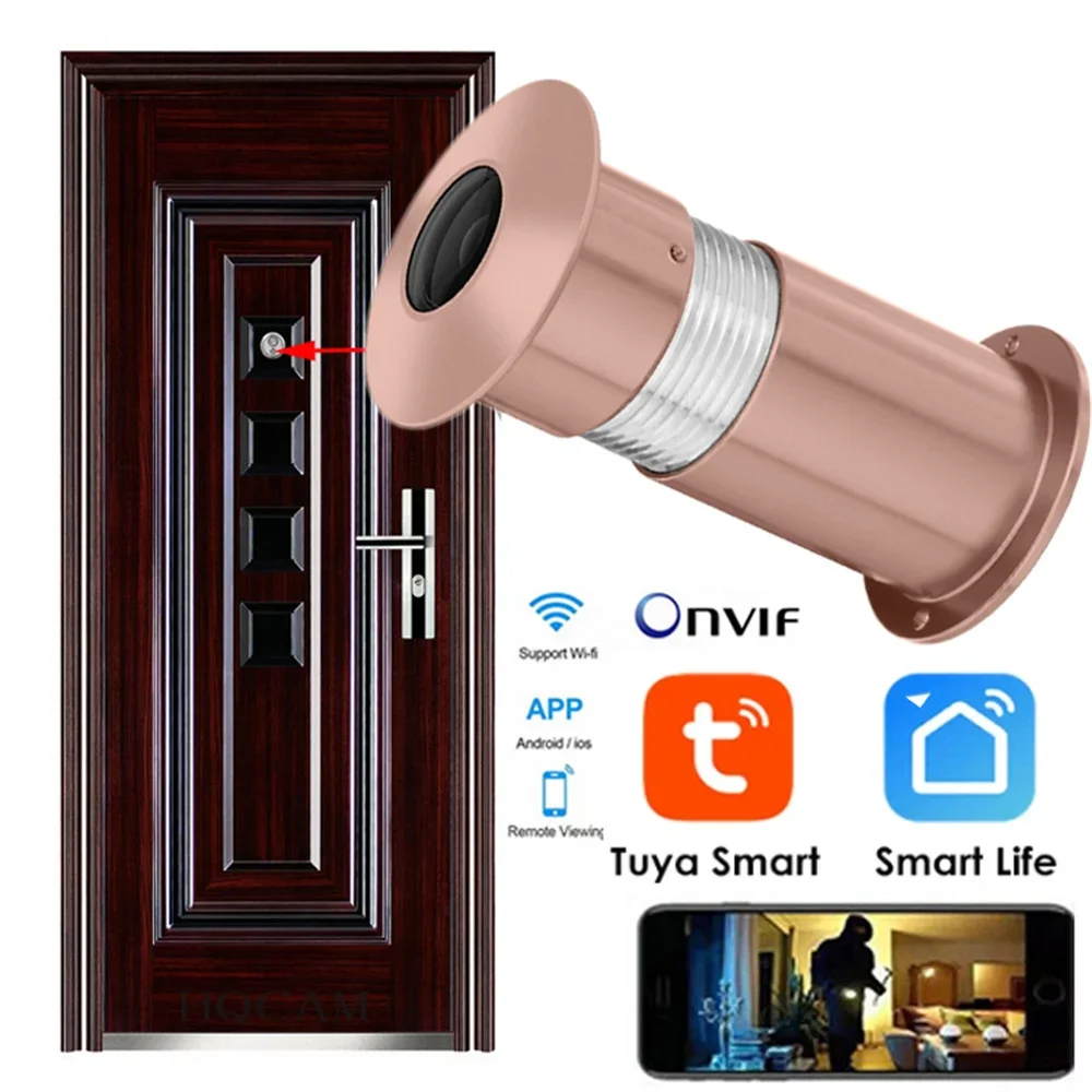 1.66mm Obiektyw Otwór na drzwi Przewodowa kamera IP 1080P 170 stopni Szeroki kąt FishEye CCTV Mini kamera bezpieczeństwa Audio Gniazdo karty TF Onvif