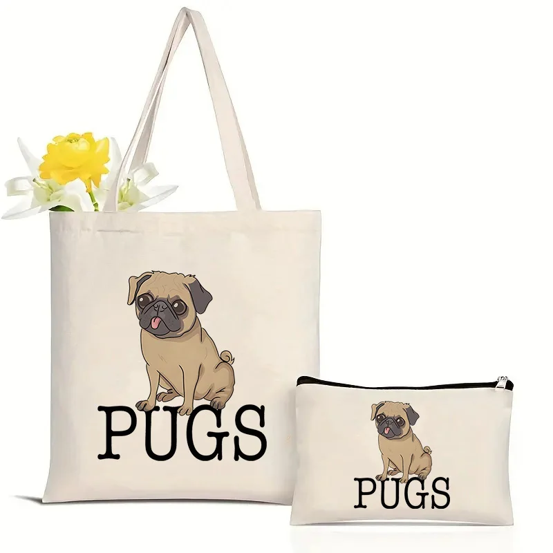 

Набор сумок с принтом «Pug Dog Dug Life Bad Dog»: косметичка, холщовая сумка-тоут, многоразовая повседневная сумка для путешествий и шопинга