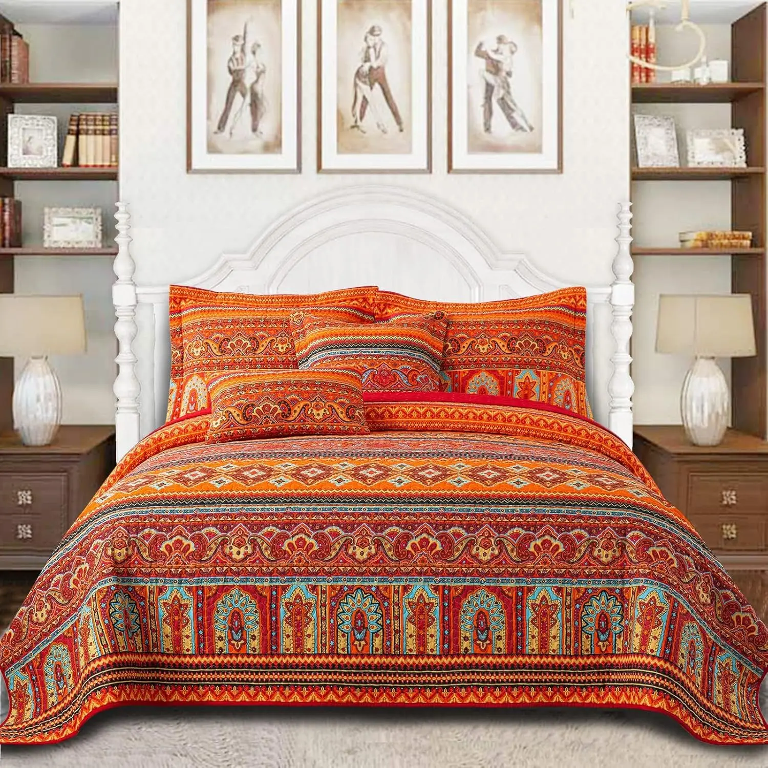 

Комплект постельного белья King Size - 3 предмета: двусторонние покрывала, легкие покрывала в стиле бохо и фермерском стиле для спальни