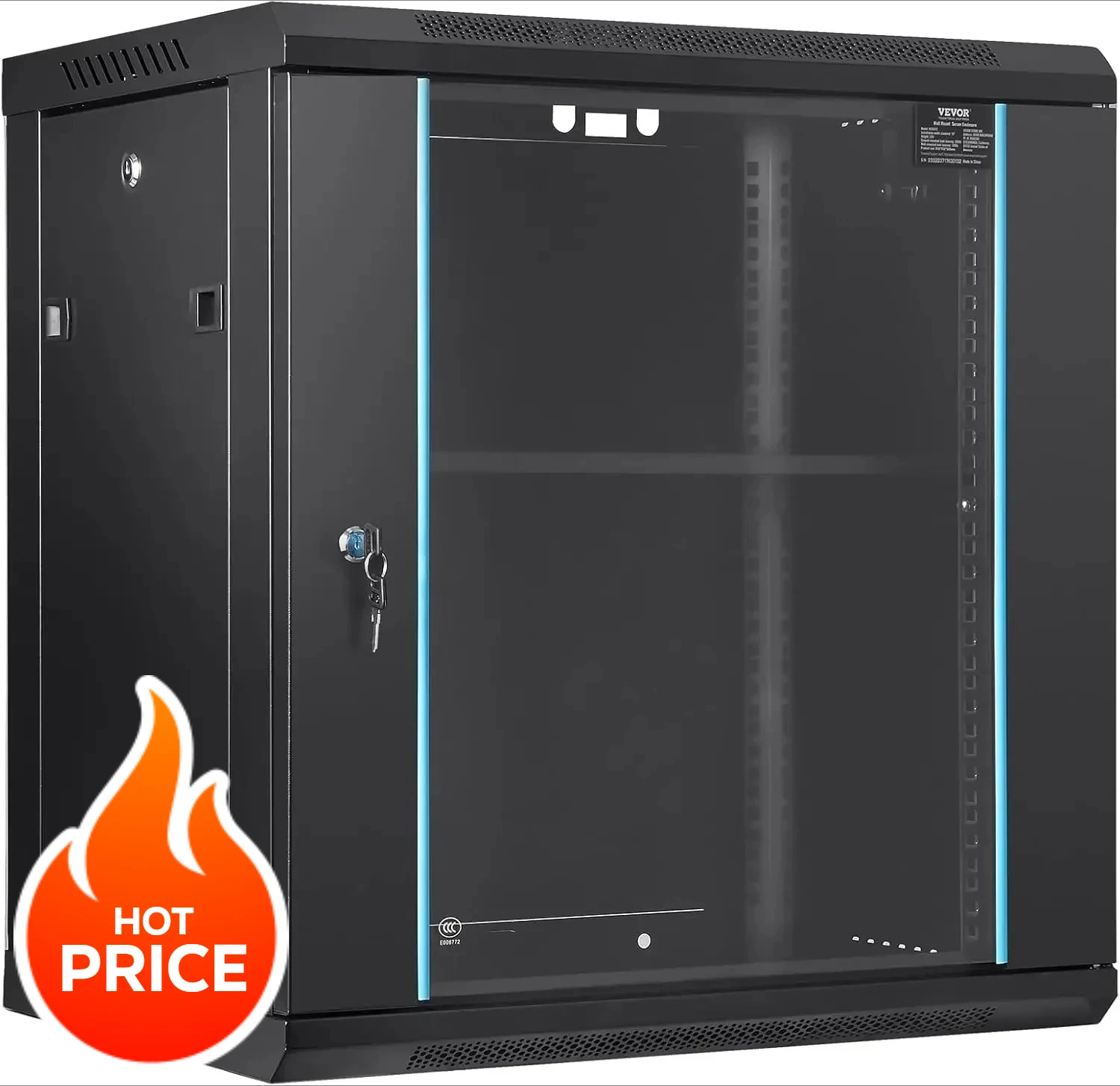 

12U Wall Mount Network Server Cabinet, 15.5'' Deep, Server Rack Cabinet Enclosure, 200 lbs Max. Ground-Mounted Load Capacity