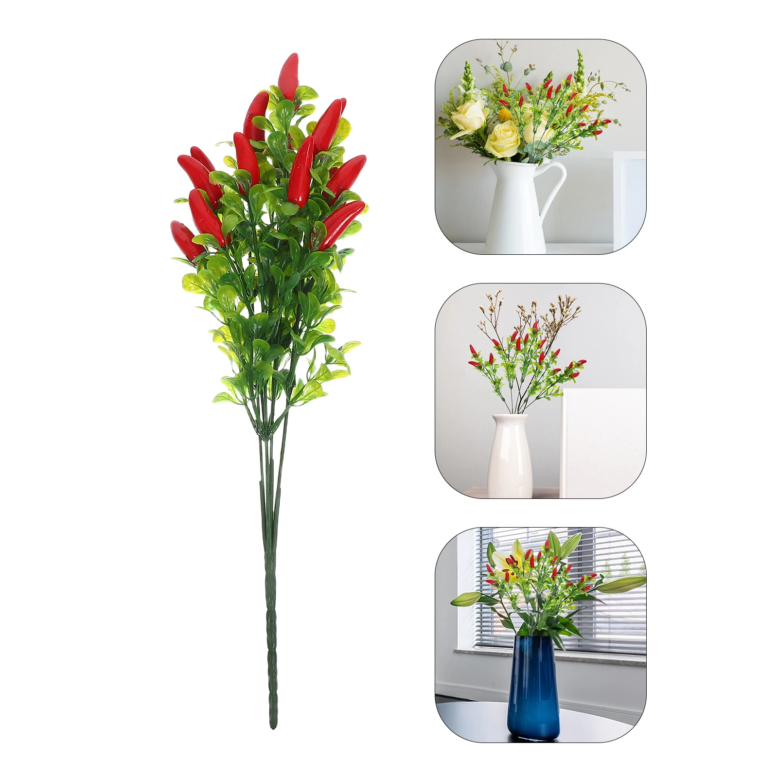 

3 Pcs Artificial Twigs Green Plants Branches Lifelike Small Chili Foam Stems Pepper Decoration Faux Bouquet