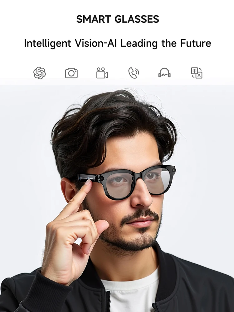 Okulary przeciwsłoneczne z kamerą 800W pikseli, inteligentne okulary do nagrywania wideo, rozpoznawanie zdjęć AI, połączenia Bluetooth, tłumaczenie głosowe, dla kobiet i mężczyzn. — 2