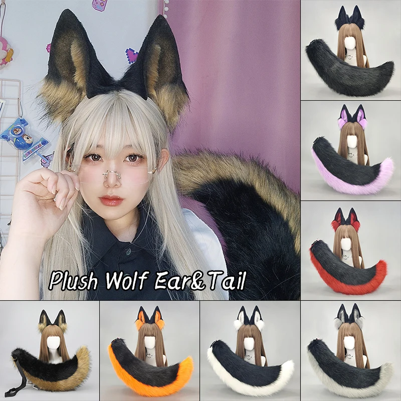 

Cosplay Plush Wolf Ears Tail Handmade Animal Ear Headbands Fursuit Costume Accessories Party Role Playing Props Party Headdress