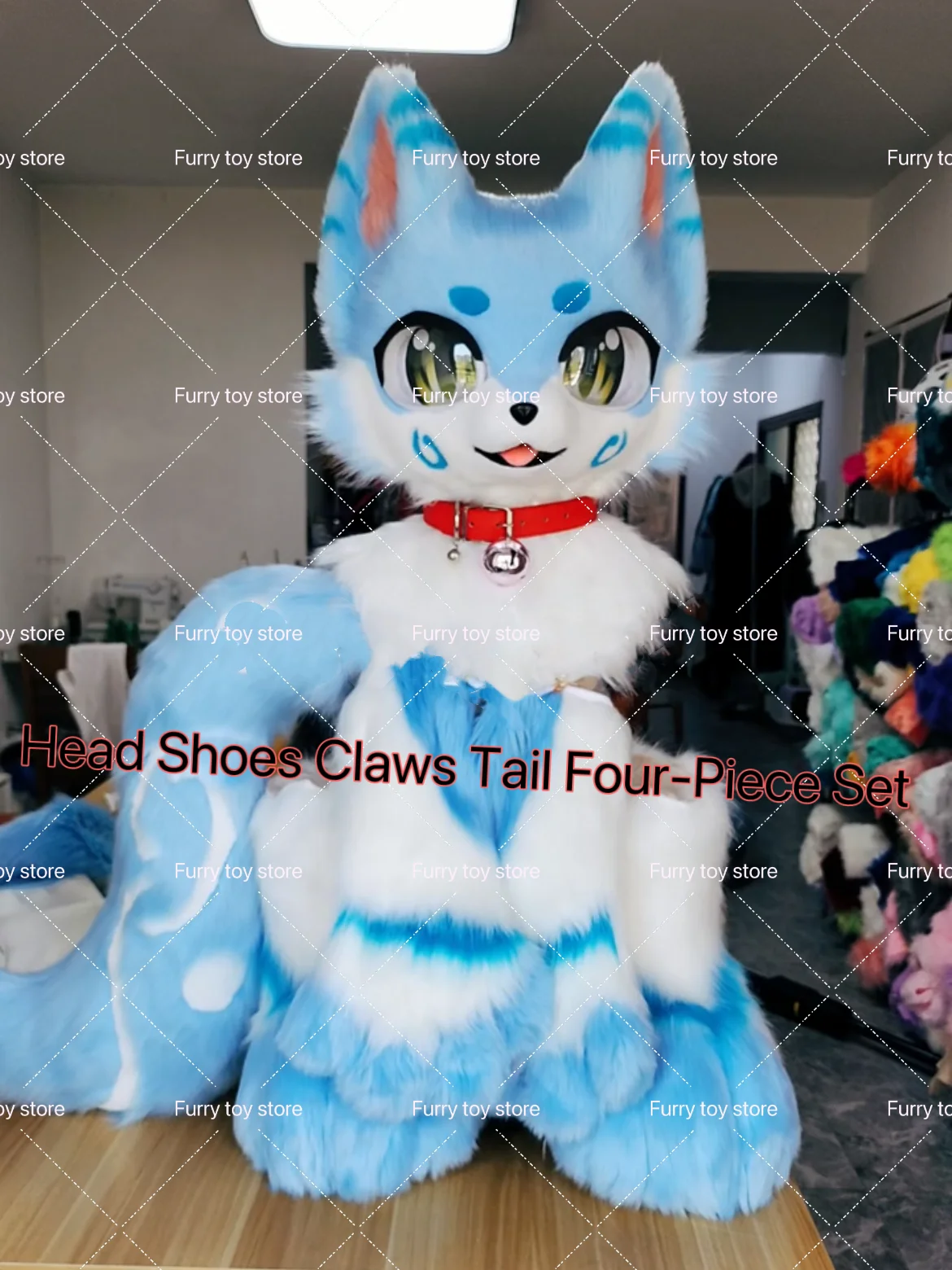 Fursuit Head Shoes Claws Tail Four-Piece Set Cute Furry Cosplay Dog Wolf Head Costumes Customized Fursona Head Comiket Furries