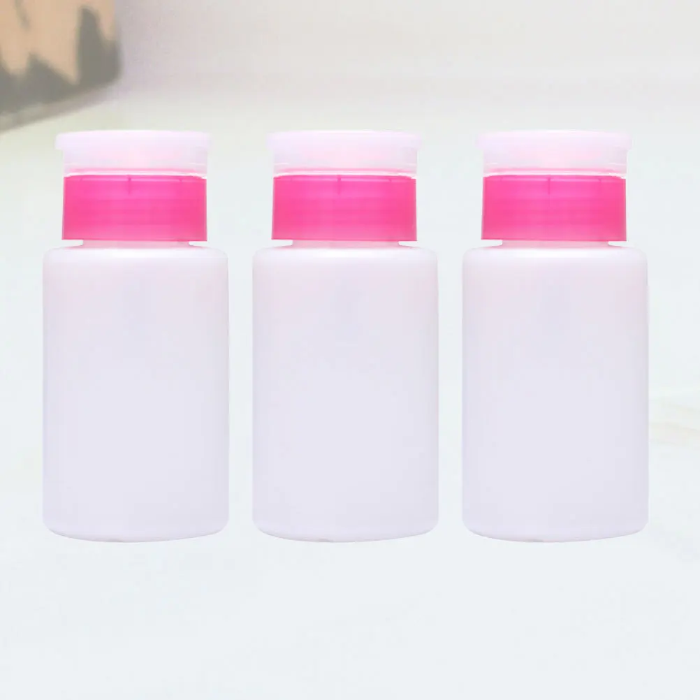 3 個ロック可能なマニキュアリムーバーボトルプレスポンプディスペンサープラスチック容器ホワイトピンク旅行用メイク落としトナー