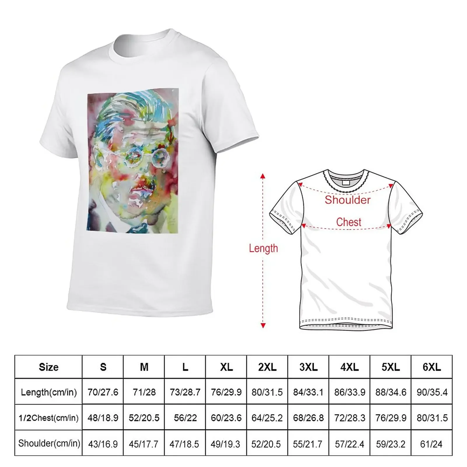 New JAMES JOYCE - watercolor portrait.7 T-Shirt hippie clothes vintage t shirts quick-drying mens t shirt graphic