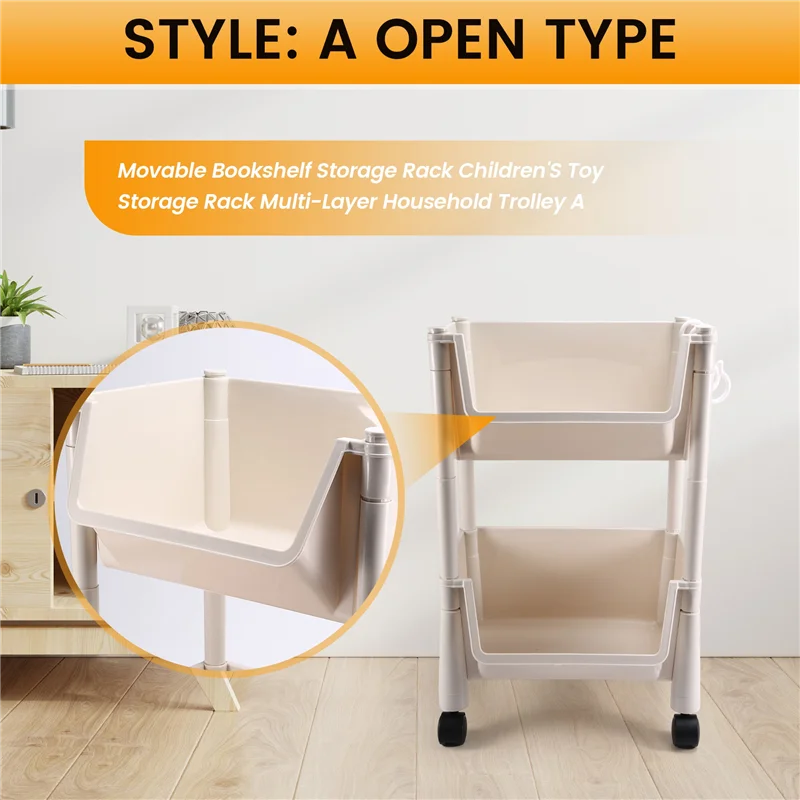 

RALCA-Movable Bookshelf Storage Rack Children's Toy Storage Rack Multi-Layer Household Trolley