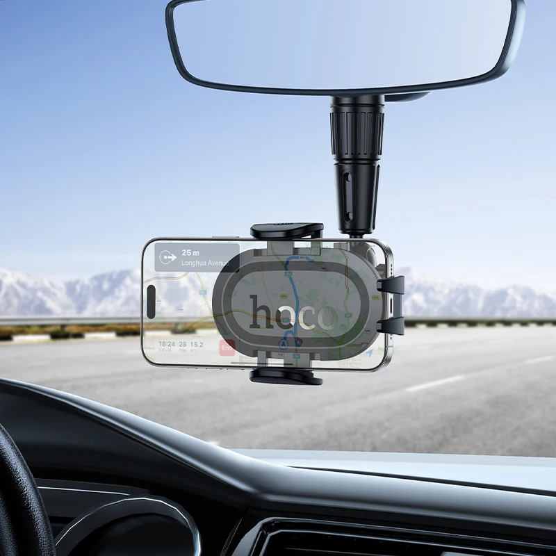 HOCO Universal Rearview Mirror Phone Holder For Cell Phone GPS Stand Stable Gripper Navigation Clip Bracket 360 Rotatable Holder