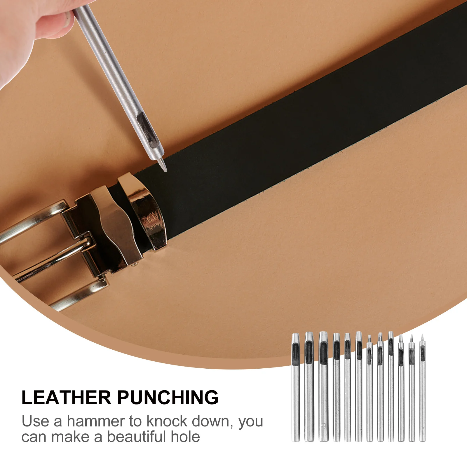 

12Pcs Belt Punch Accessories Durable Puncher with Different Sizes for Various Applications Hole Punch Set