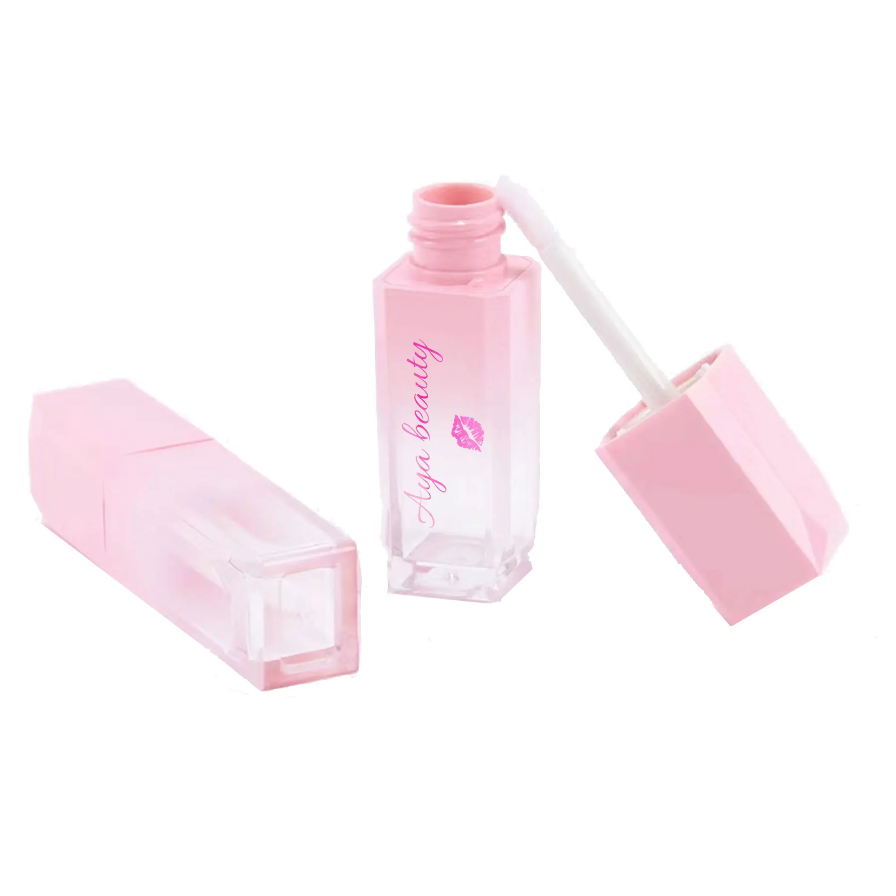 Wholesale Gradient Lipgloss Tubes 5ml Empty Printed Custom Logo Refillable Lip Gloss Tubes Ombre Bottles Makeup Container