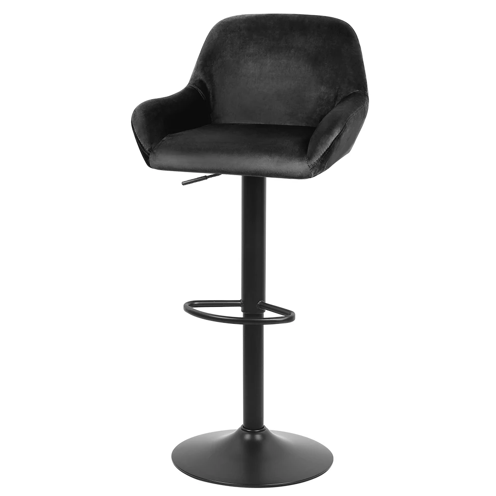 Set van 2 fluwelen barkrukken - eigentijdse stijl - in hoogte verstelbaar en draaibaar - lichtgrijs/zwart/bruin/donkergrijs