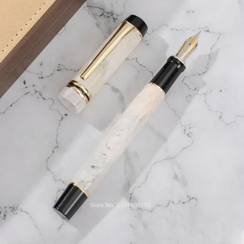 

Kaigelu 316 Celluloid Fountain Pen, iridium EF/F/M Nib Beautiful Marble White Pattern Ink Pen Writing Gift for Office Business