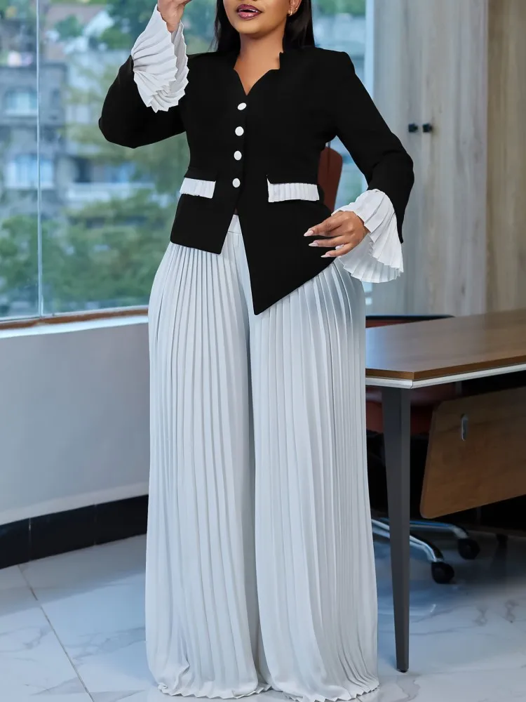 

2 Piece Women Sets 2025 New Arrival Spring Autumn Matching Sets Black Two Pieces Sets Top And Pants Suits Outfits Clothing