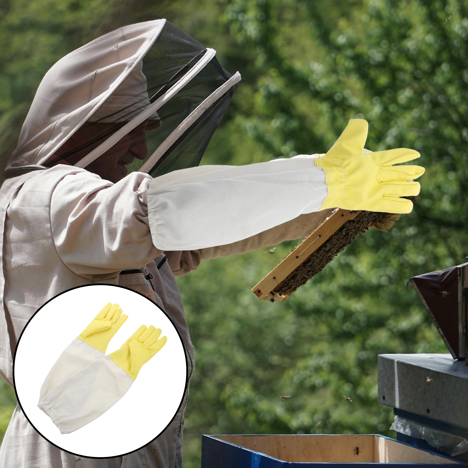 

Beekeeping Tool Gloves for Protection Safety Garden Men with Long Sleeves Heavy Duty Fencing Gardening