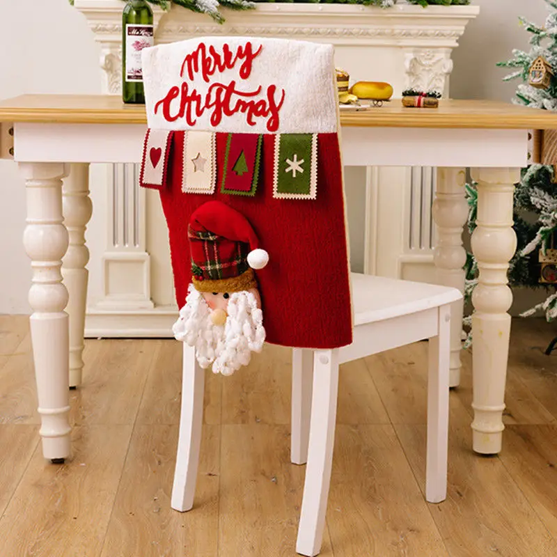 New Christmas Decoration Chair Cover Cartoon Chair Cover Santa Claus Snowman Deer Home Dining Chair Cover Hotel Restaurant