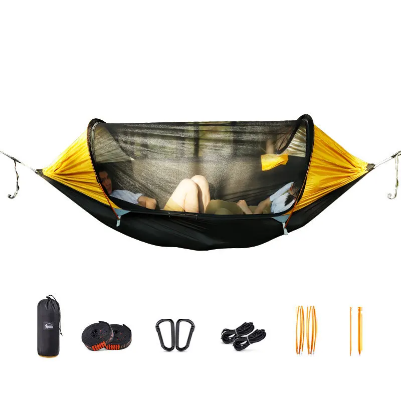 

1-2 Person Portable Outdoor Camping Hammock with Mosquito Net High Strength Parachute - Fabric Hanging Bed Sleeping Swing