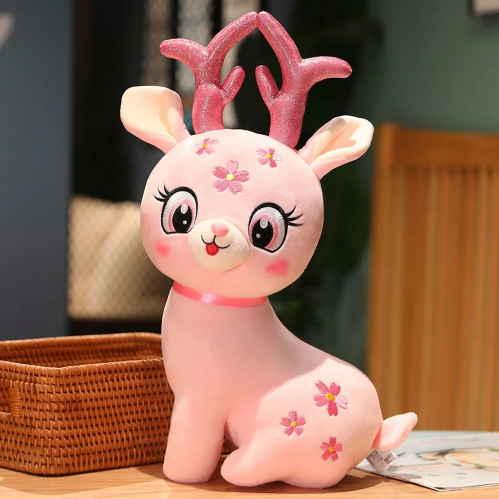 33CM Babbo Natale Alce Peluche Cervo Sika Kawaii Decorazione della camera da letto Regali festivi per i regali di Natale di compleanno dei bambini