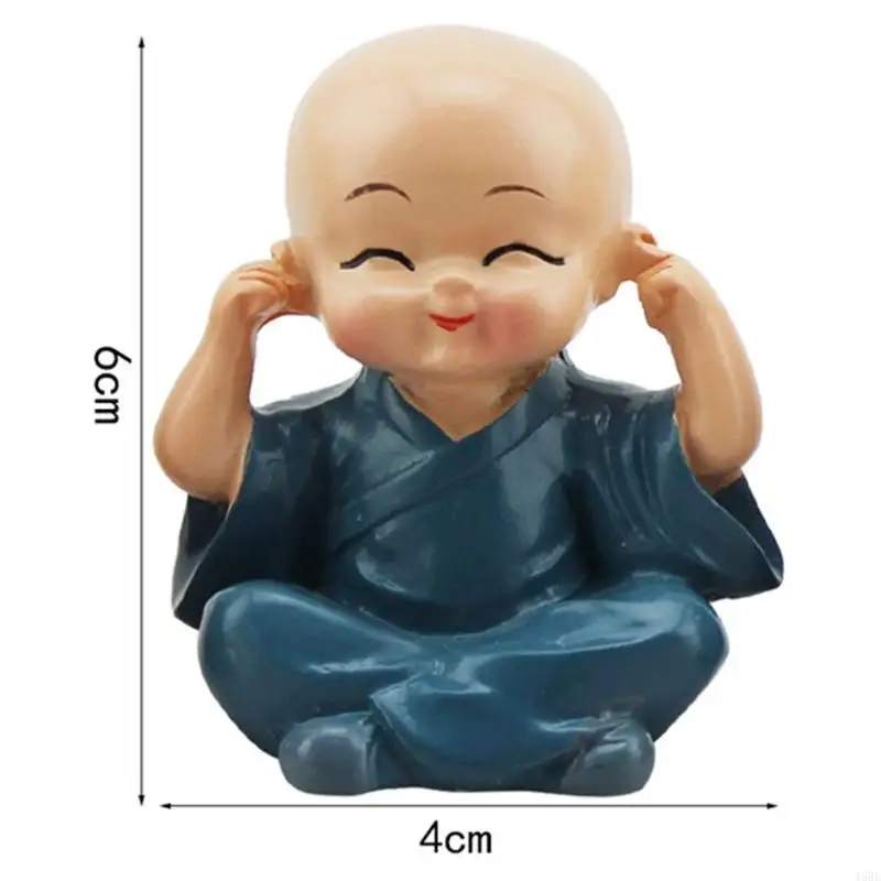 45BE 4 แพ็ค Little Monk Figurines Kung Fu Monk Sculpture สำหรับการตกแต่งแดชบอร์ดรถยนต์