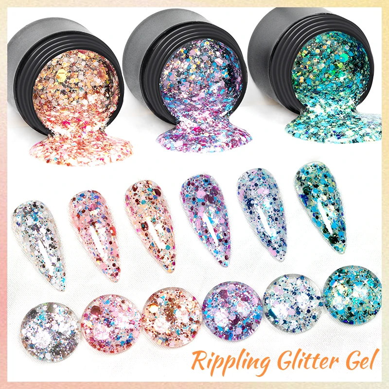 Colorful Glitter Sequins Gel Nail Polish 5ML Glitter Nail Art Gel Soak Off UV Gel For Manicure Semi Permanent Varnish Hybrid