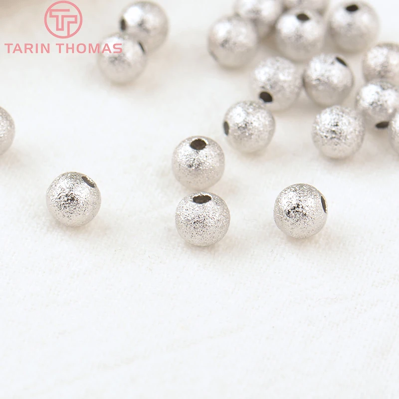 (3516)20PCS 3MM 4MM 5MM 6MM 24K Gold Color Plated Brass Matte Round Beads High Quality Diy Jewelry Accessories
