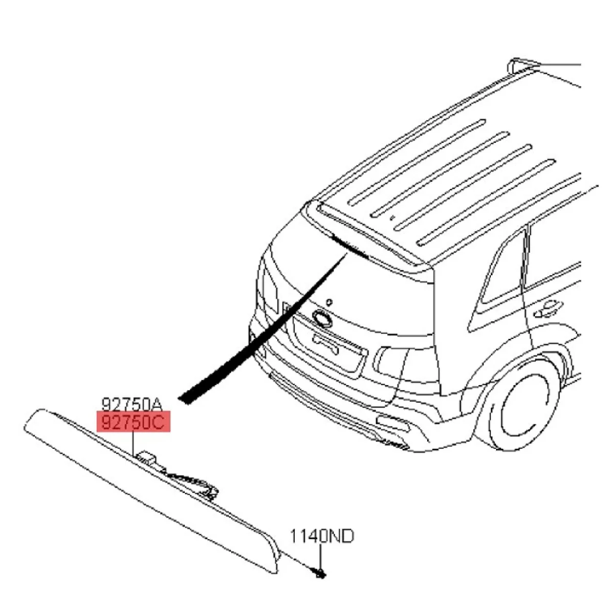 

92750-2P000 Car 3Rd Brake LIGHT High Mount Stop Lamp for Kia Sorento