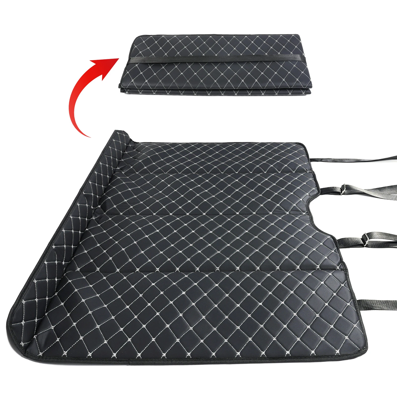 

Back Seat Bed Extender PU Leather Foldable Car Back Seat Extender Holds 661 Lbs Travel Camping Essential ﻿for Sedan & SUV