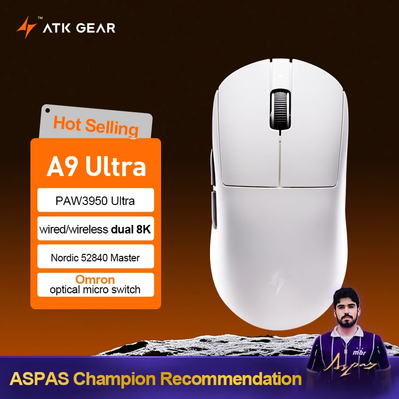 ATK Dragonfly A9 Ultra Draadloze Gaming Muis PAW3950 Ultralichte Tri-mode Ergonomische E-sports Gamer FPS Muis A9 SE Plus