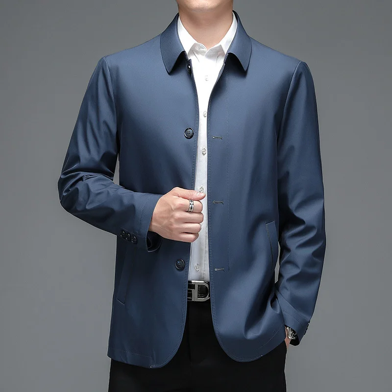 

Spring Autumn Men's Jacket Midium Thin Trenchcoat Men Business Casual Clothing Male New In Outwears Single Breasted Tops FCY4628