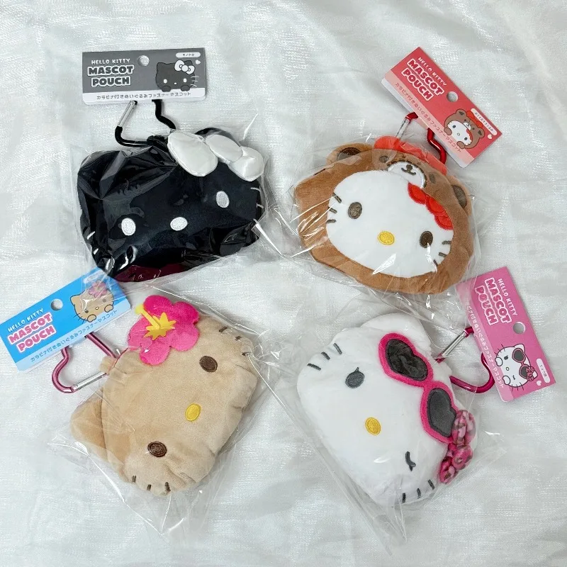 Sanrio serce Karabińczyk Kitty Pluszowa Portmonetka Czarna Skóra Cała Czarna Puszysty pluszowy kotek Zamek błyskawiczny Plecak charms do przechowywania Torba na słuchawki