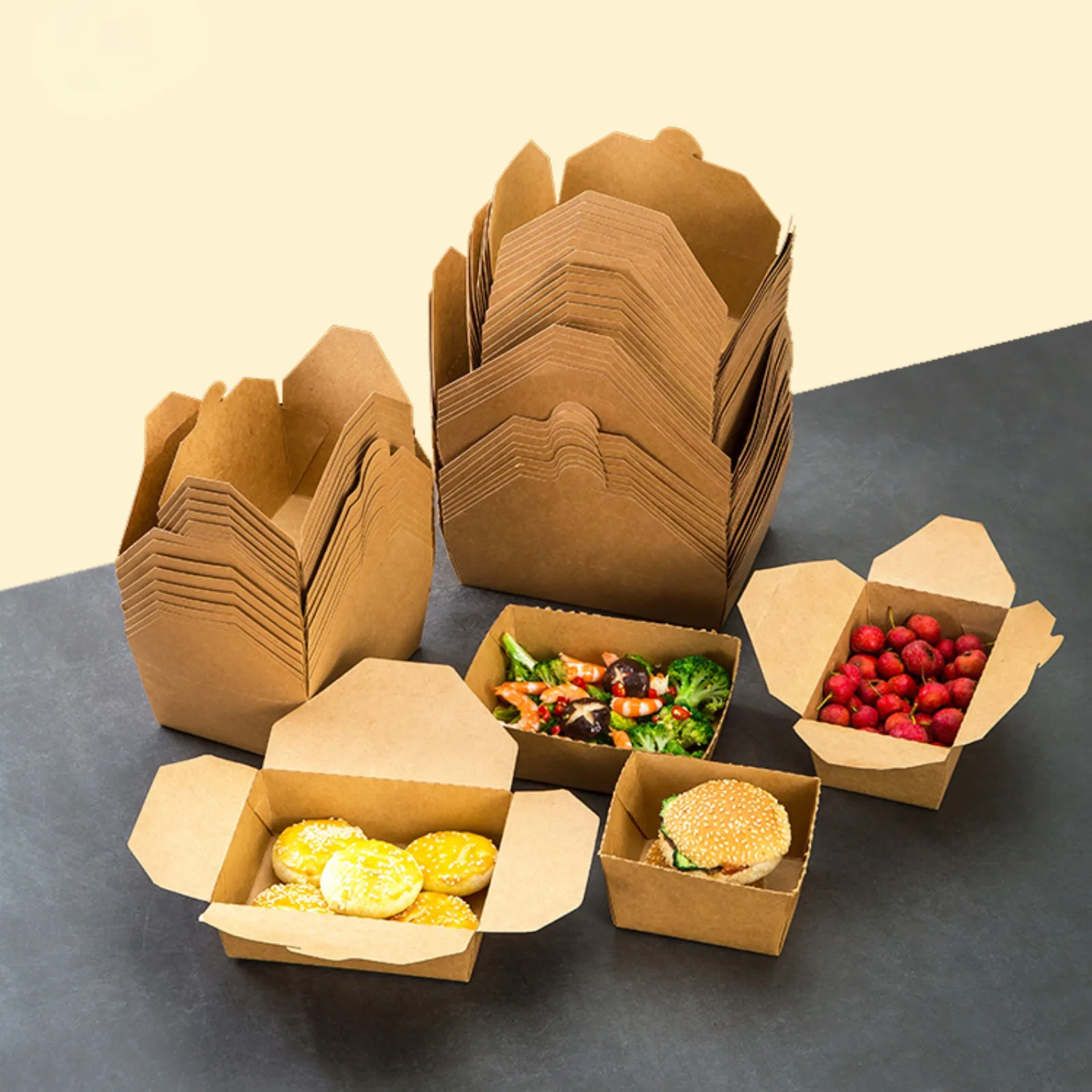 200 Pack 70 oz Microwave Kraft Brown Takeout Food Containers - Leak-proof, Grease-proof, Disposable Rectangular Containers