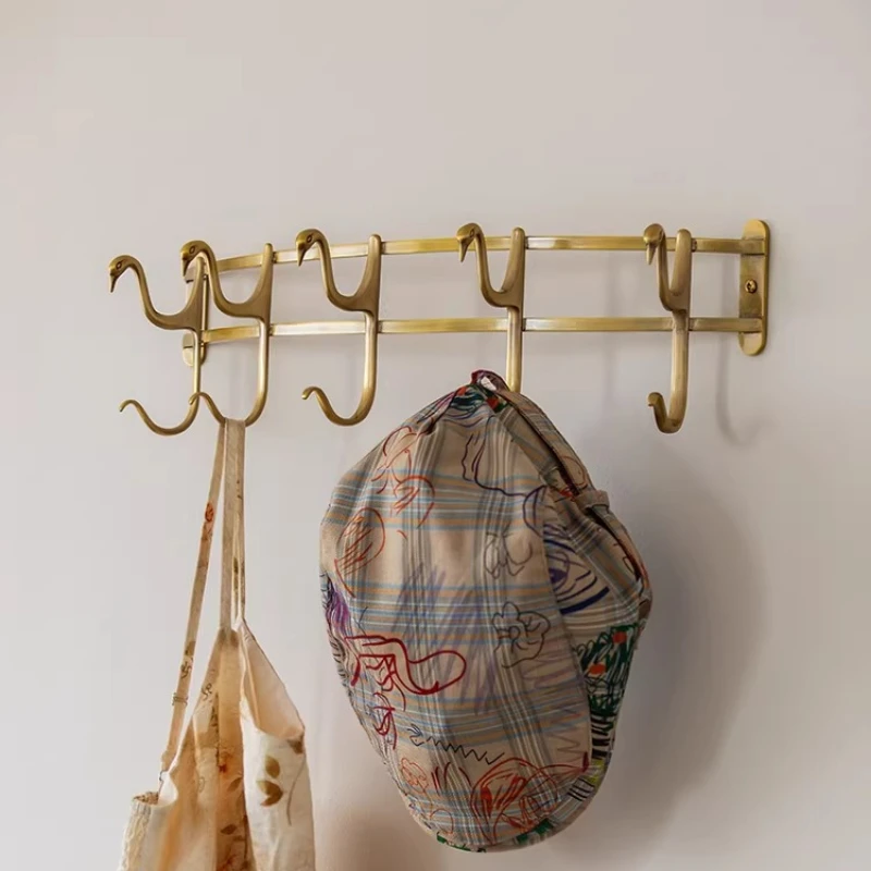 

Nordic Light Luxury Brass Hook Wall Mounted Coat Rack for Entry Bathroom Towel Hook Living Room Space Saving Home Organizer