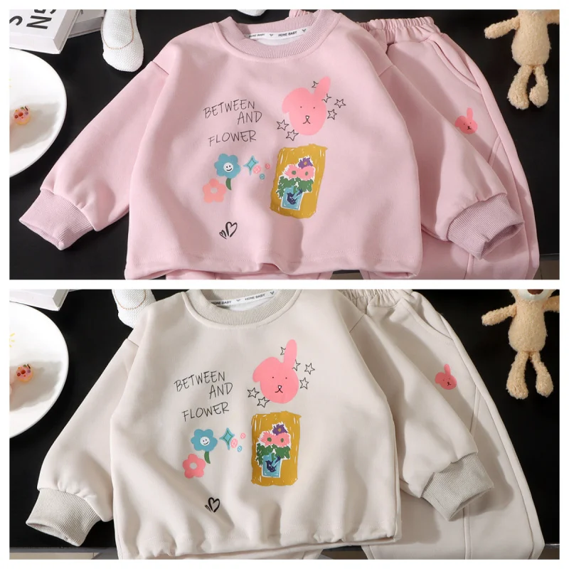 

【Cartoon Print】Girls' Sports Suit Spring and Autumn2025New Fashionable Girl Casual Sweatshirt