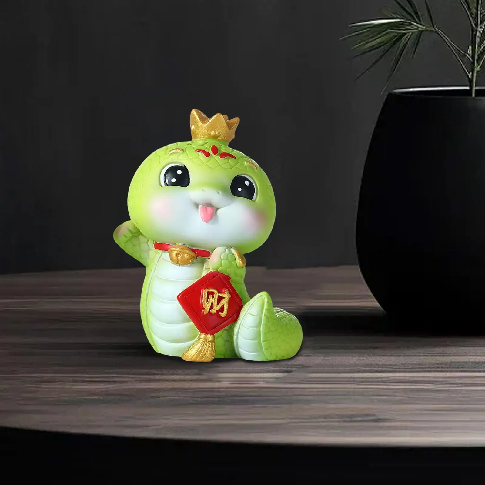 Resin Snake Figurine Cute Cartoon Statue 2025 New Year Decor Feng Shui Tabletop Sculpture Ornament for Bookshelf Desk view 2