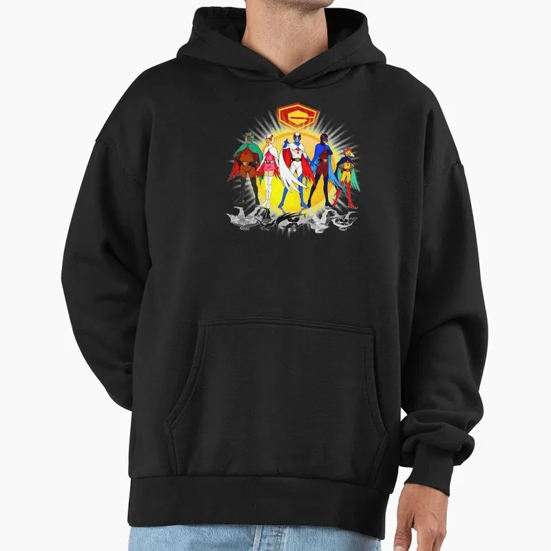Kagaku Ninja-Tai Gatchaman Science Ninja Team Fleece Pullover Hoodie Vintage 70s Anime Battle of the Planets G-Force Fan Tops
