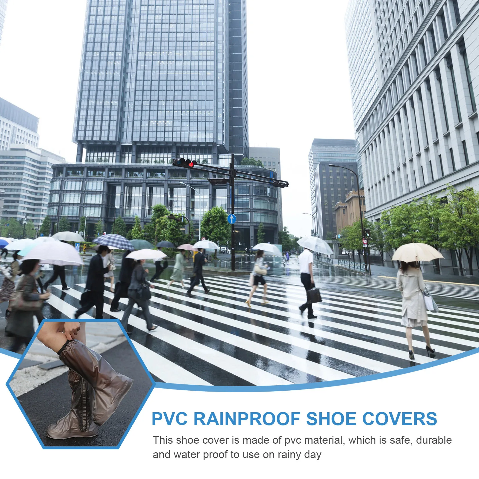 

Waterproof Overshoes PVC Rainproof High Tube Non-Slip Shoes Cover Easy Clean Portable Size Xl Coffee Rainproof Shoe Covers