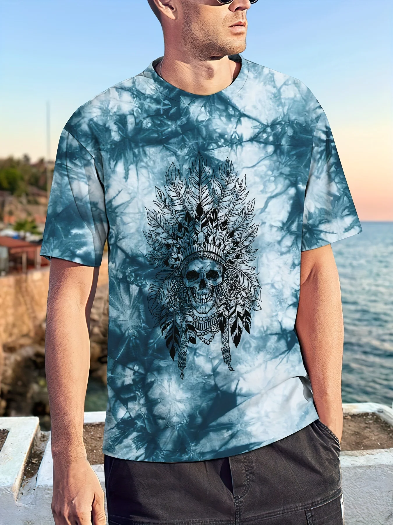 Men's Tie-Dye Retro Avatar 3D Printed T-Shirt - Soft Crew Collar, Perfect Summer and Outdoor Casual Wear