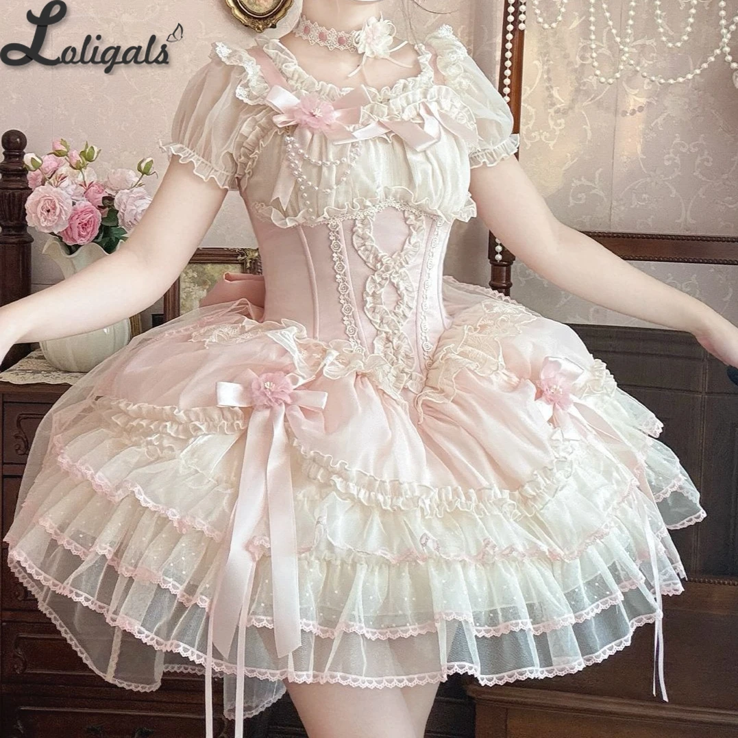 

Милое мини-платье в стиле Лолита: элегантное и очаровательное короткое платье-корсет в балетном стиле ~ в блестящей подарочной коробке