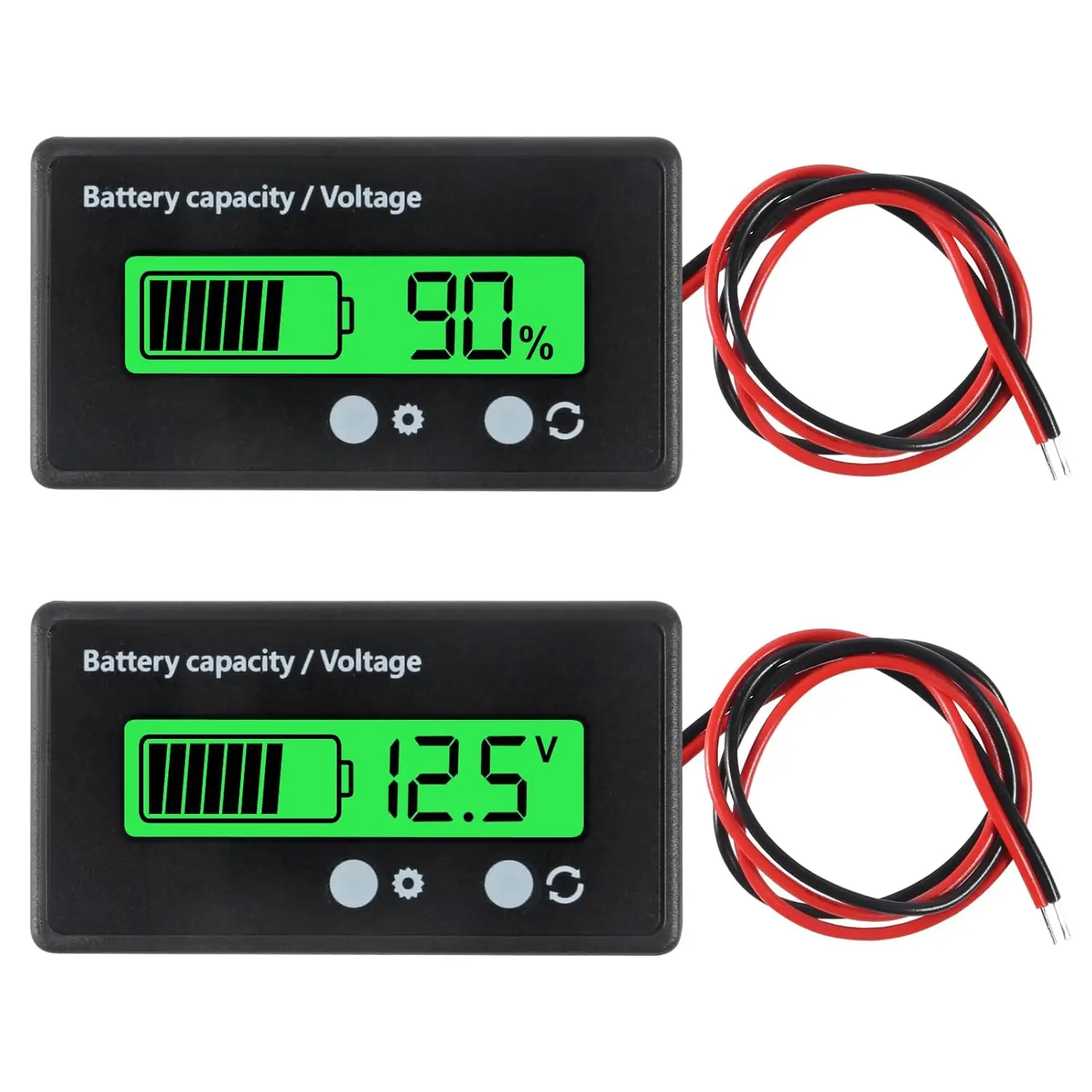 DC 12V 24V 36V 48V 60V 72V 84V Golf Cart Battery Meter with Alarm, Front Setting and Switch Key Battery Capacity Voltage Indicat