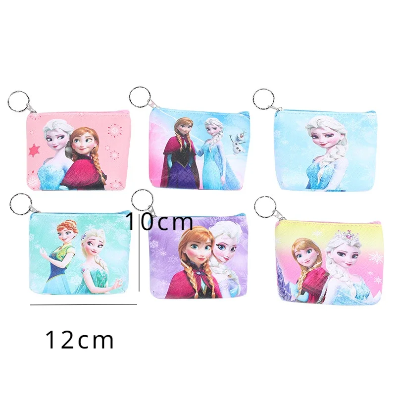 Disney Kawaii Carteira de Embreagem Criativa Porta-moedas Pequena Carteira, Mini Bolsas, Elsa e Anna Batom, Chaveiro congelado, Atacado