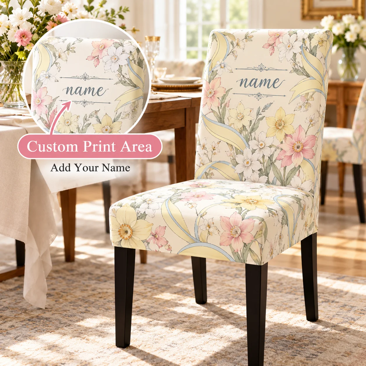 Home Textiles Usa - Maßgefertigter Stuhlbezug Personalisierter Esszimmerstuhl-Überzug 140g Milchseidenstoff