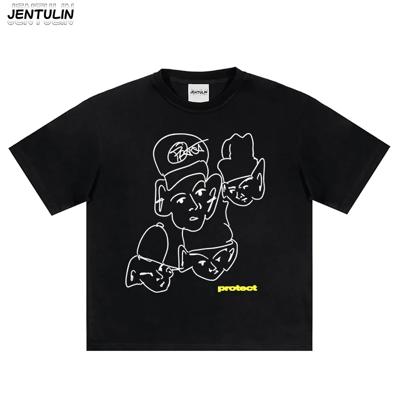 Men's T-shirts Harajuku's New Aesthetic Facial Gothic Graphic Short Sleeved T-shirt Korean Fashion Men's Clothing Unisex