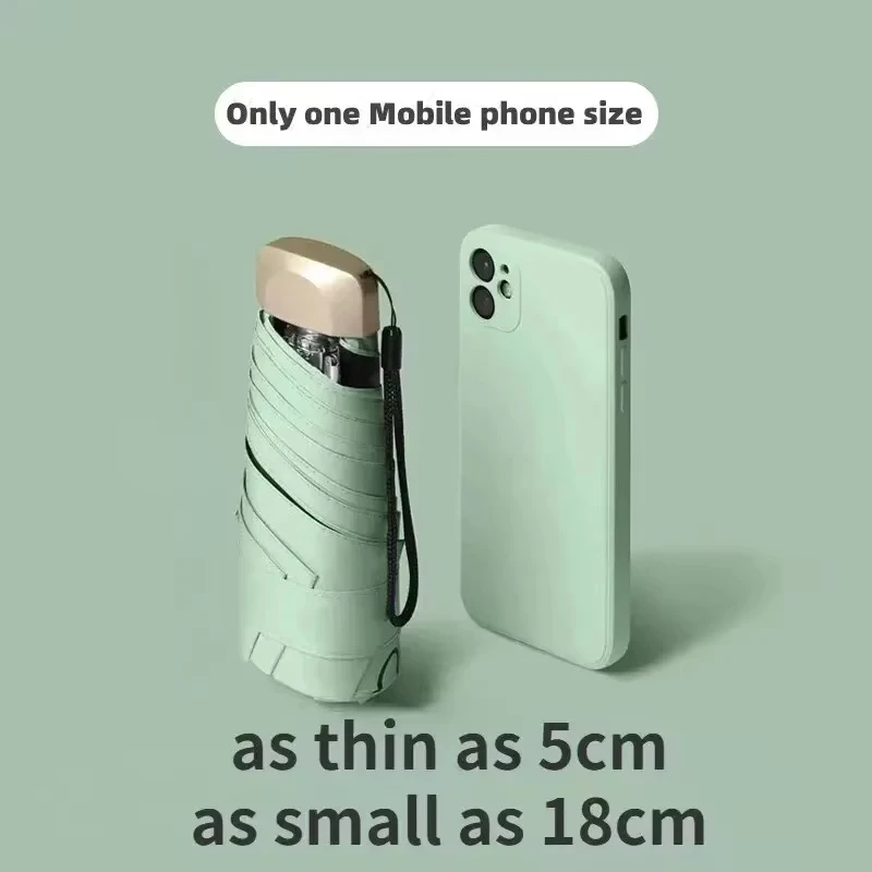 1Pc Diskon 55% Payung Mini Lipat Saku Anti Hujan Vinyl Pelindung UV Ultraviolet Penahan Panas Matahari Payung Saku Kapsul