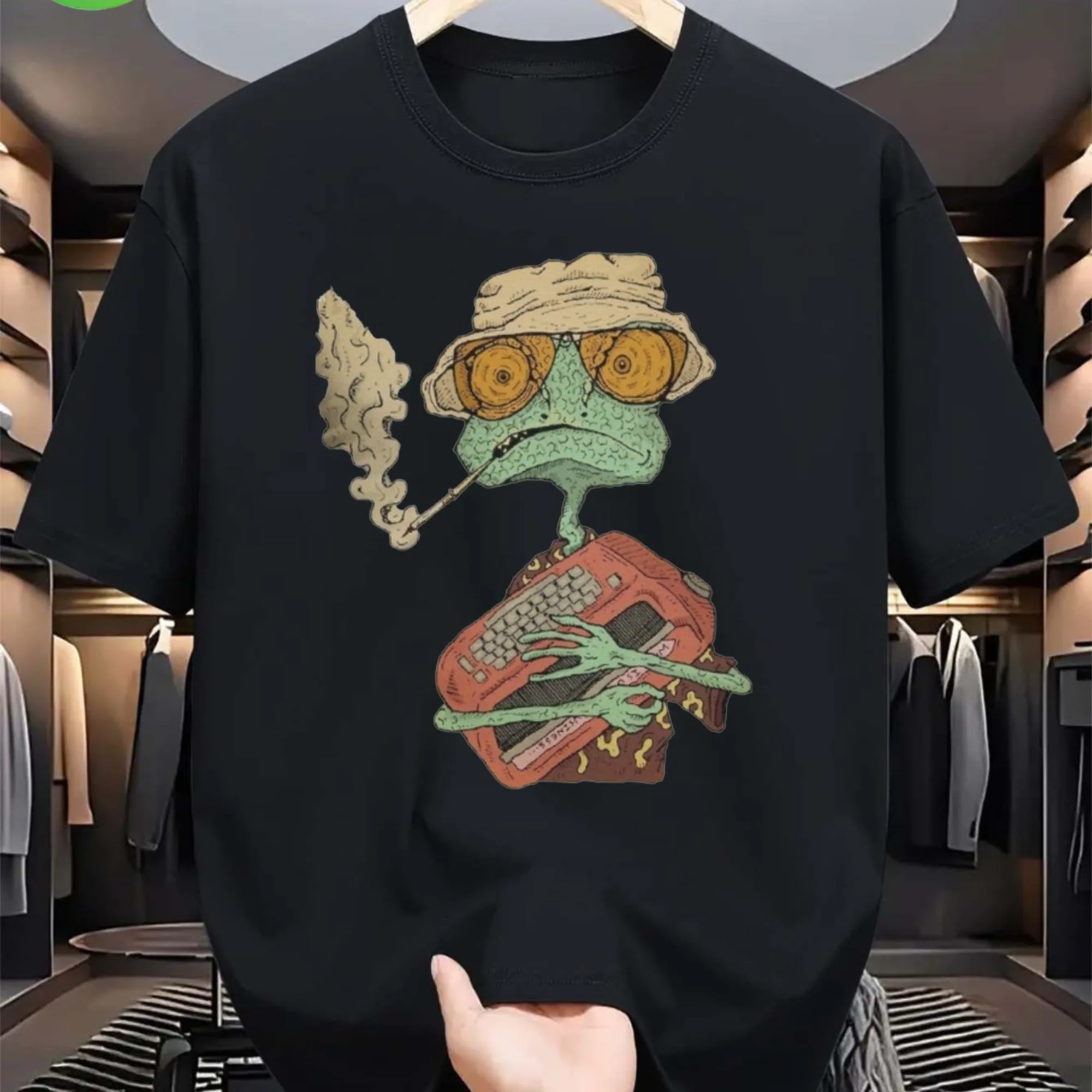 تصميم الفيلم الرجعية مع رانجو و. سترة Gonzo Hiphop Street Graphic من القطن الخالص للرجال بأكمام قصيرة غير مثيرة كبيرة الحجم