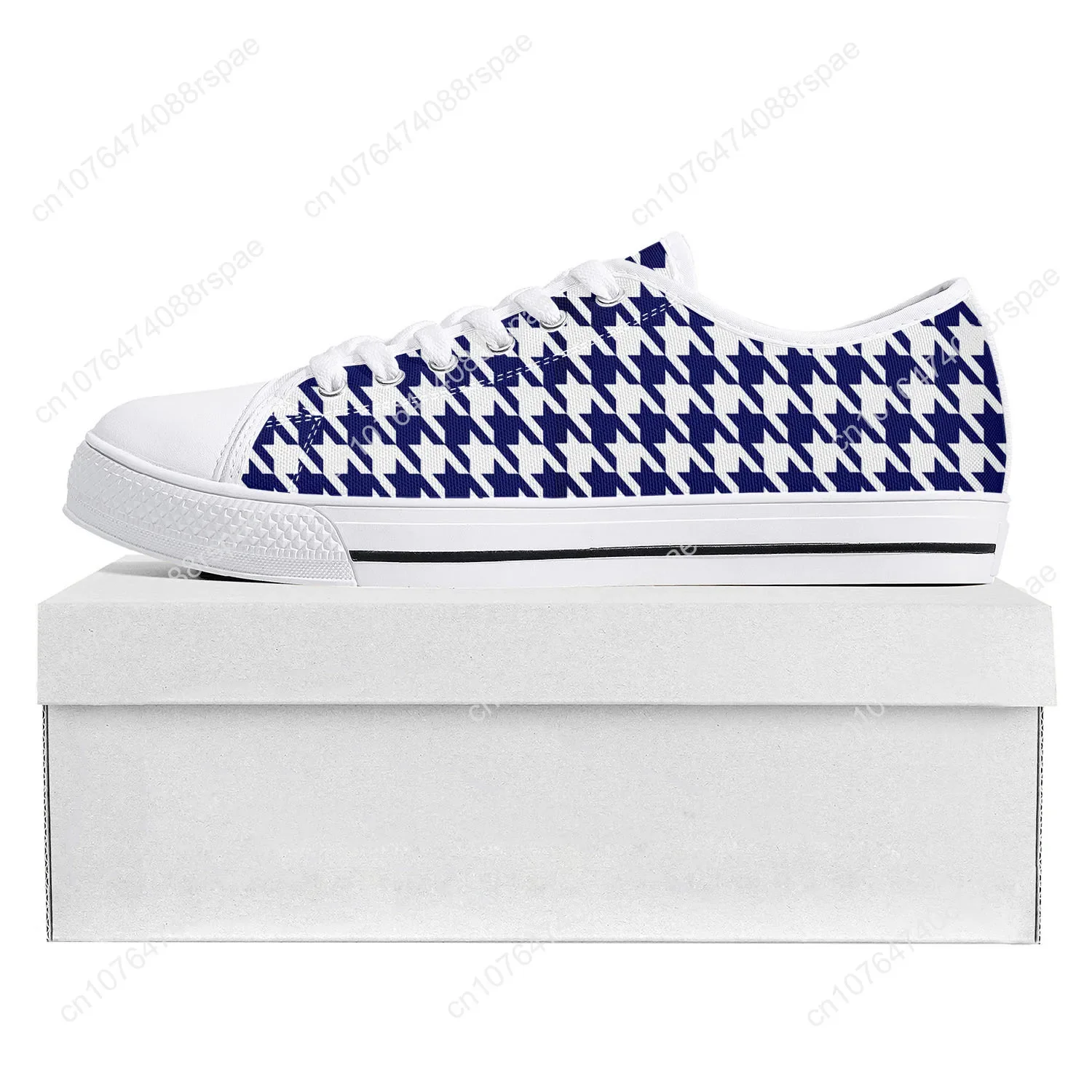 Baskets basses à motif pied-de-poule pour hommes et femmes, chaussures en toile pour adolescents, chaussures de couple décontractées, chaussures sur mesure, blanc, haute qualité