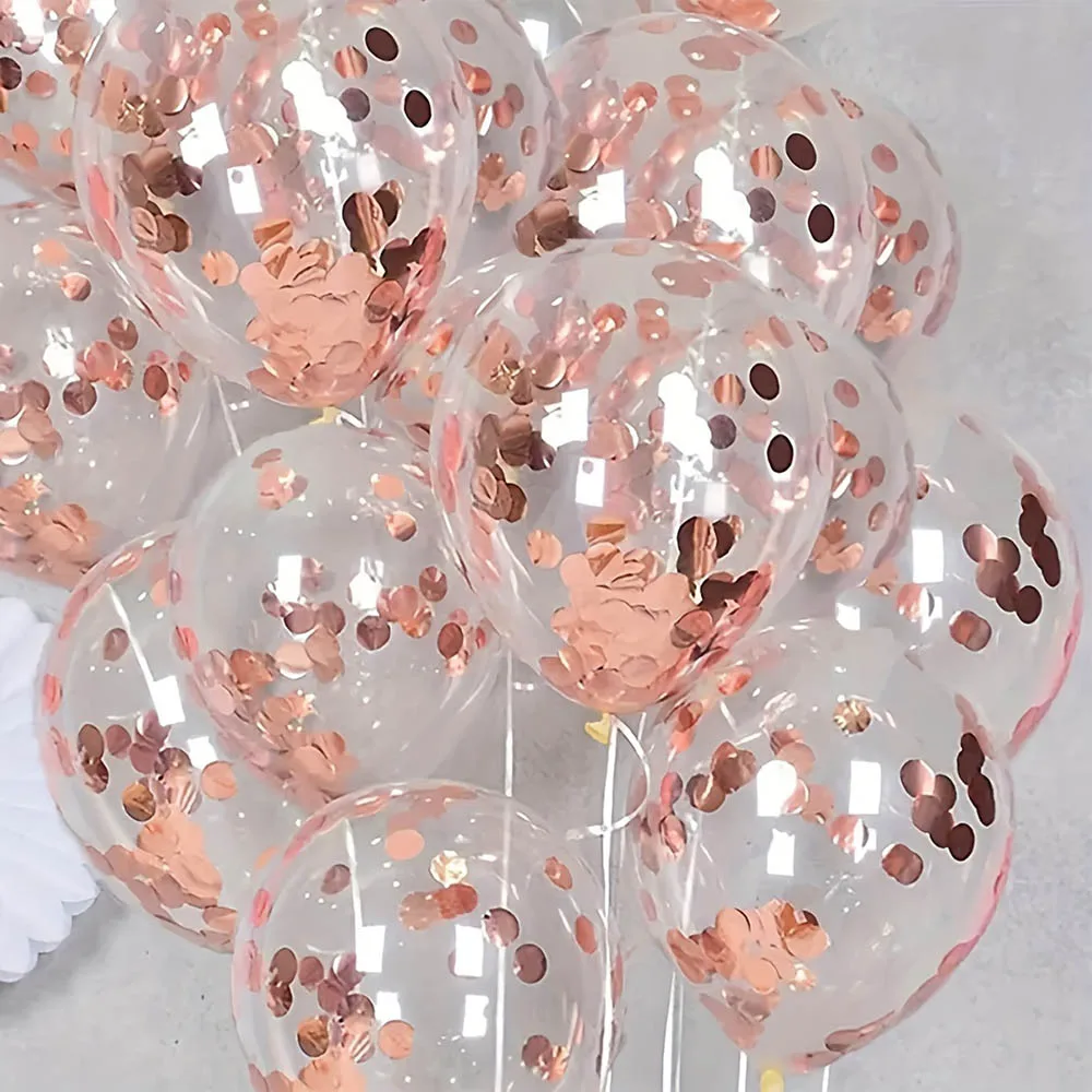 12pcs 12inch Rose Golden Sequin Balloon Set Perfect for New Year Birthday Party Got Engaged Wedding Anniversary Decoration Gifts