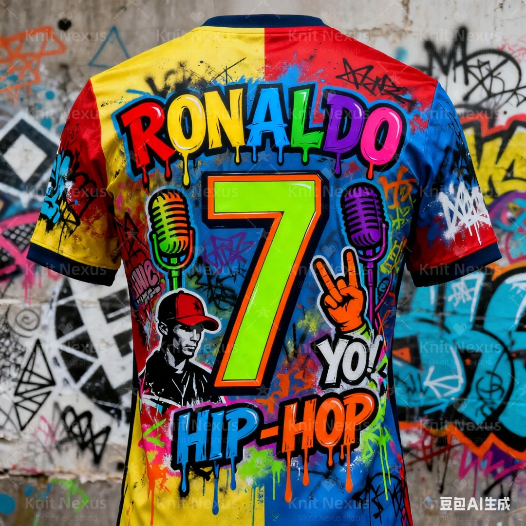 رونالدو الكتابة على الجدران كرة القدم جيرسي ثلاثية الأبعاد الطباعة الصيف الرياضة الترفيه الجافة بسرعة تي شيرت رجالي ملابس الأطفال المحملة Y2k امرأة #2
