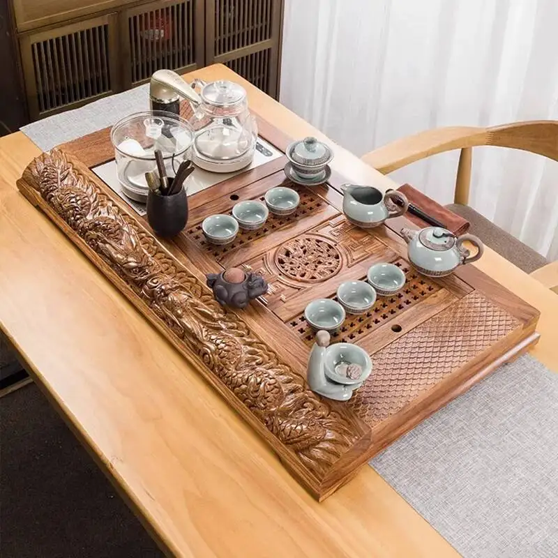 Storage Table Tea Tray Rectangle Coffee Rustic Wooden Pot Tea Tray Accessories Chinese Hospitality Bandeja Madera Home Products