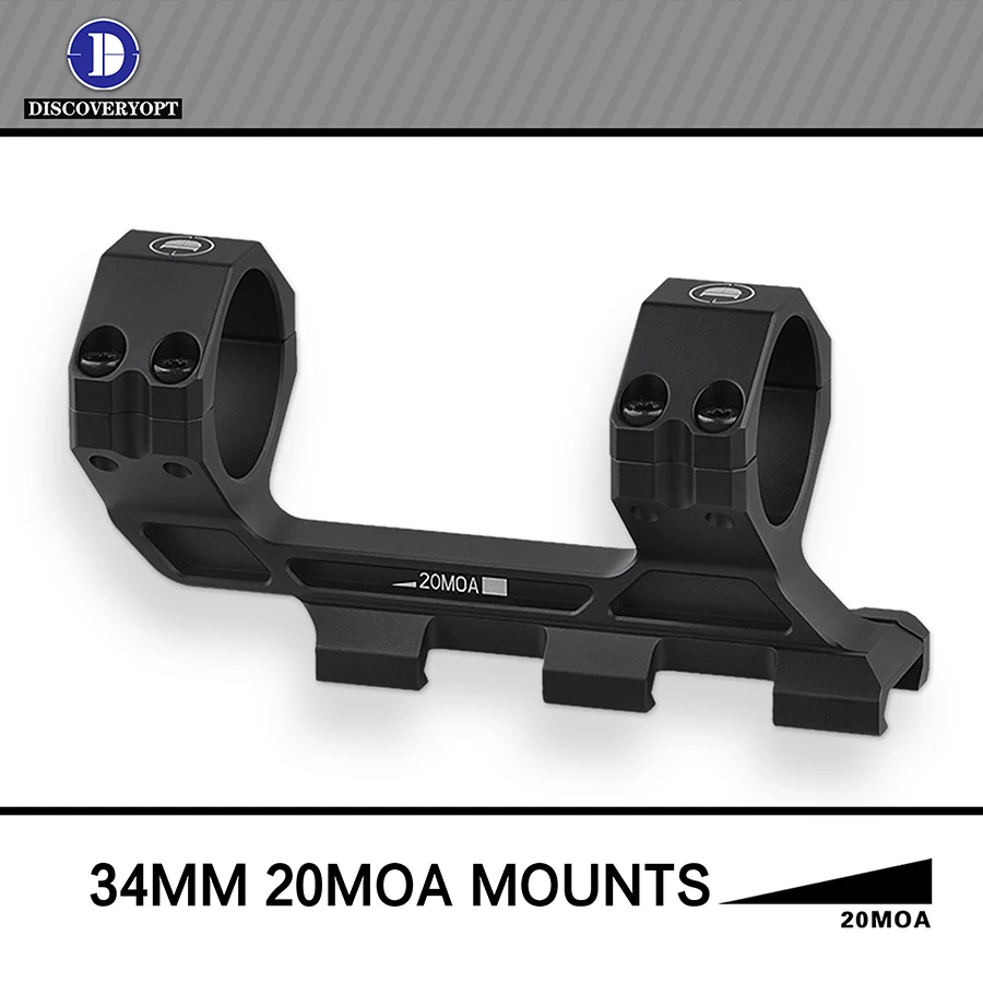 Discovery-Cantilever Scope Mount, 1 peça 20MOA, precisão rígida, 34mm, 30mm Tube, Picatinny Rail, Scope Acessórios