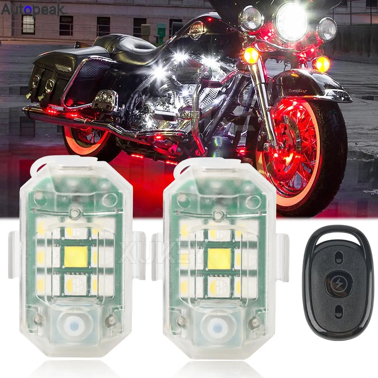 

High Brightness Wireless LED Strobe Flashing Light with Remote Control Anti-collision 7 Colors USB for Drone Motorcycle Bike Car