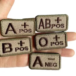 4PCS/A B AB O POS-NEG Blood Type Badges Fabric Applique Embroidery Hook and Loop Patches,Military Tactical Patch On Backpack
